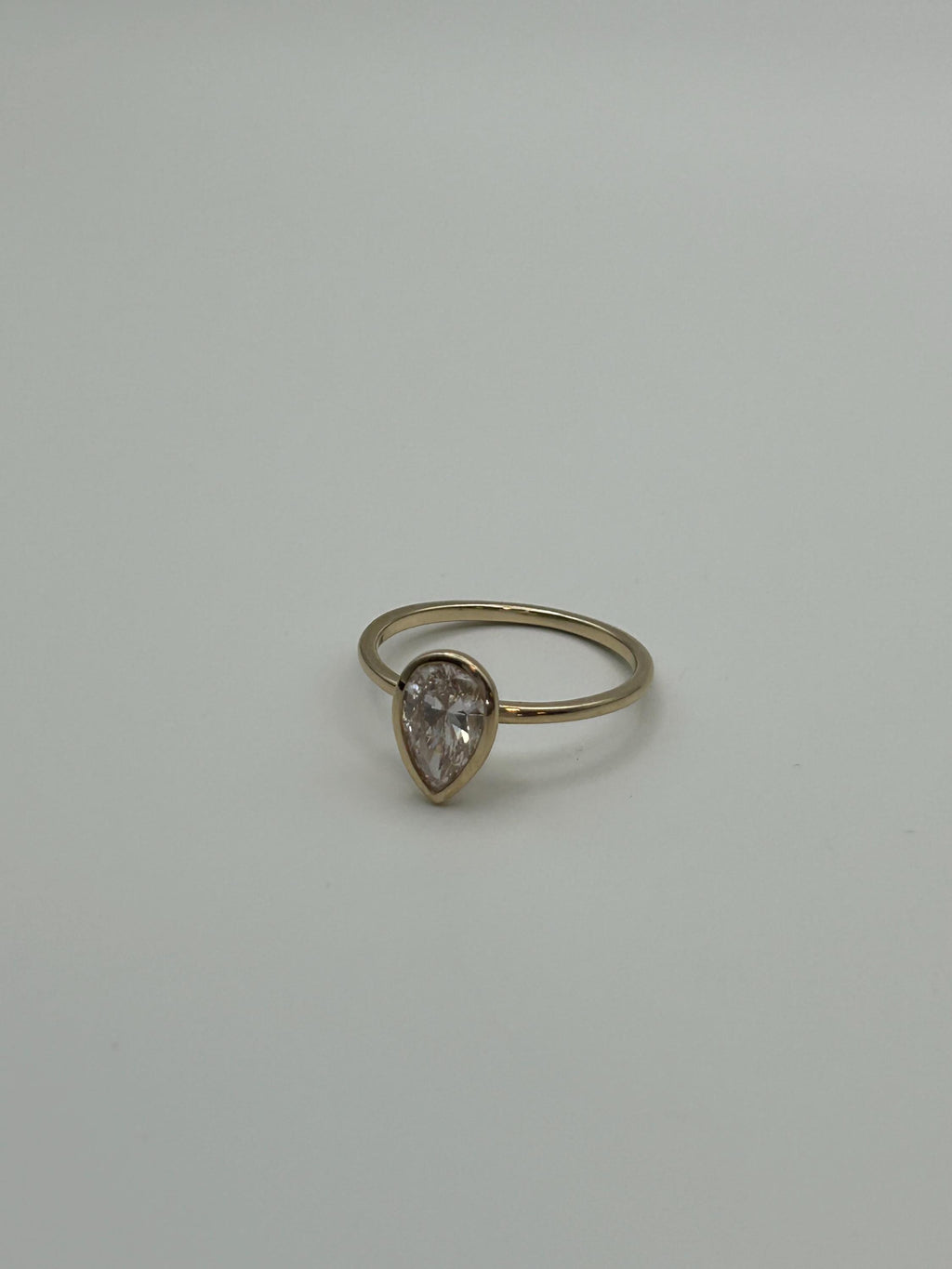 1.08 CT Pear Lab Diamond Ring,  Faint Pinkish-Brown.