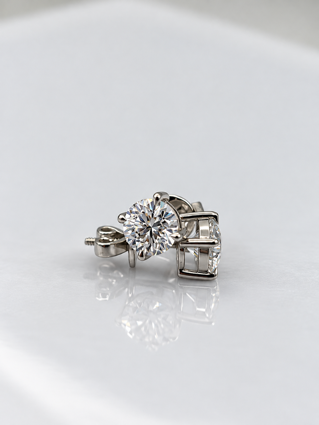 2.02 CTW Round Brilliant Lab-Grown Diamond Stud Earrings in 14k White Gold