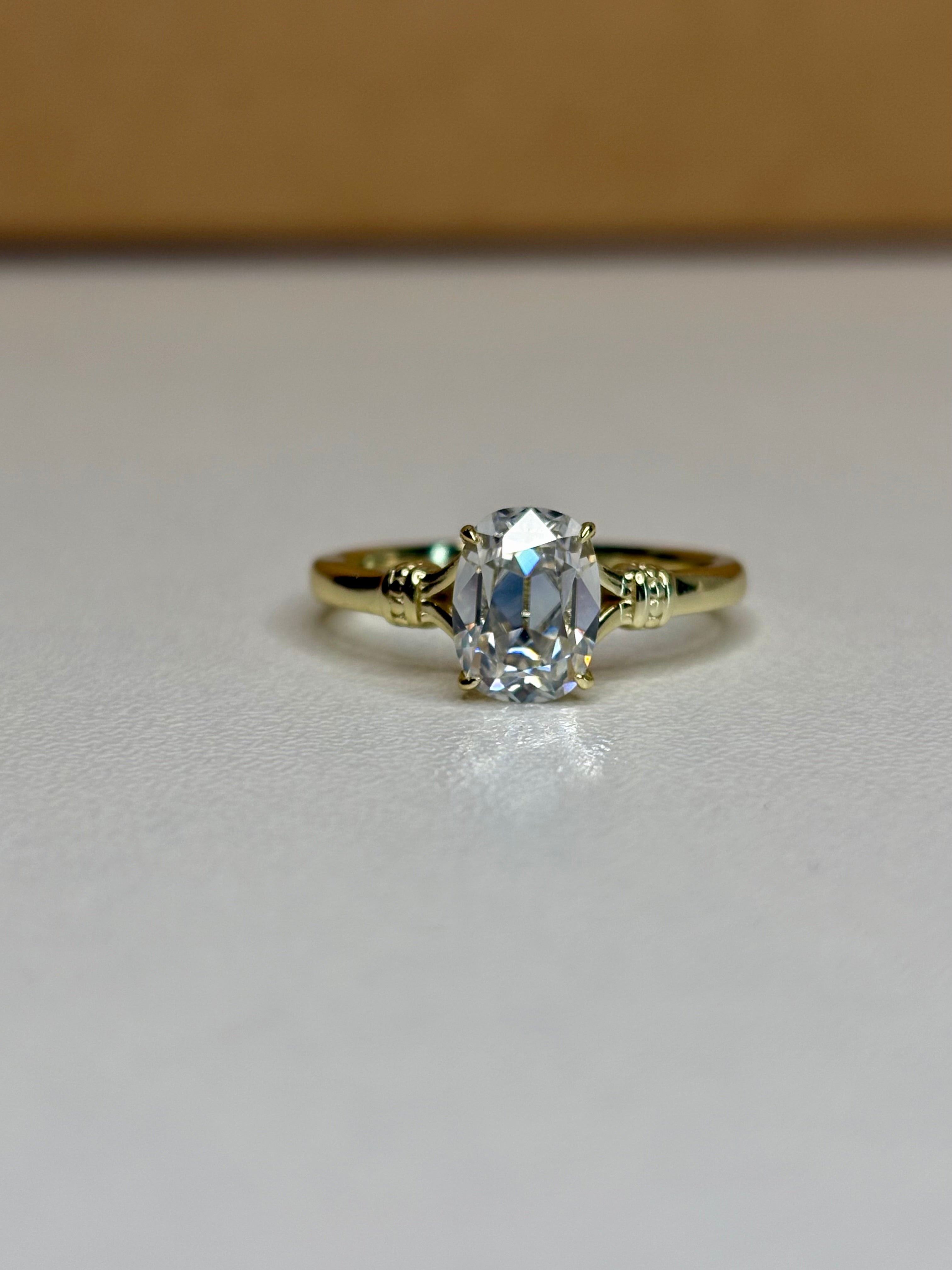 2 CT Old Mine Cut Moissanite Travel Ring – 6x8mm Gold Plated Sterling Silver | Size 6