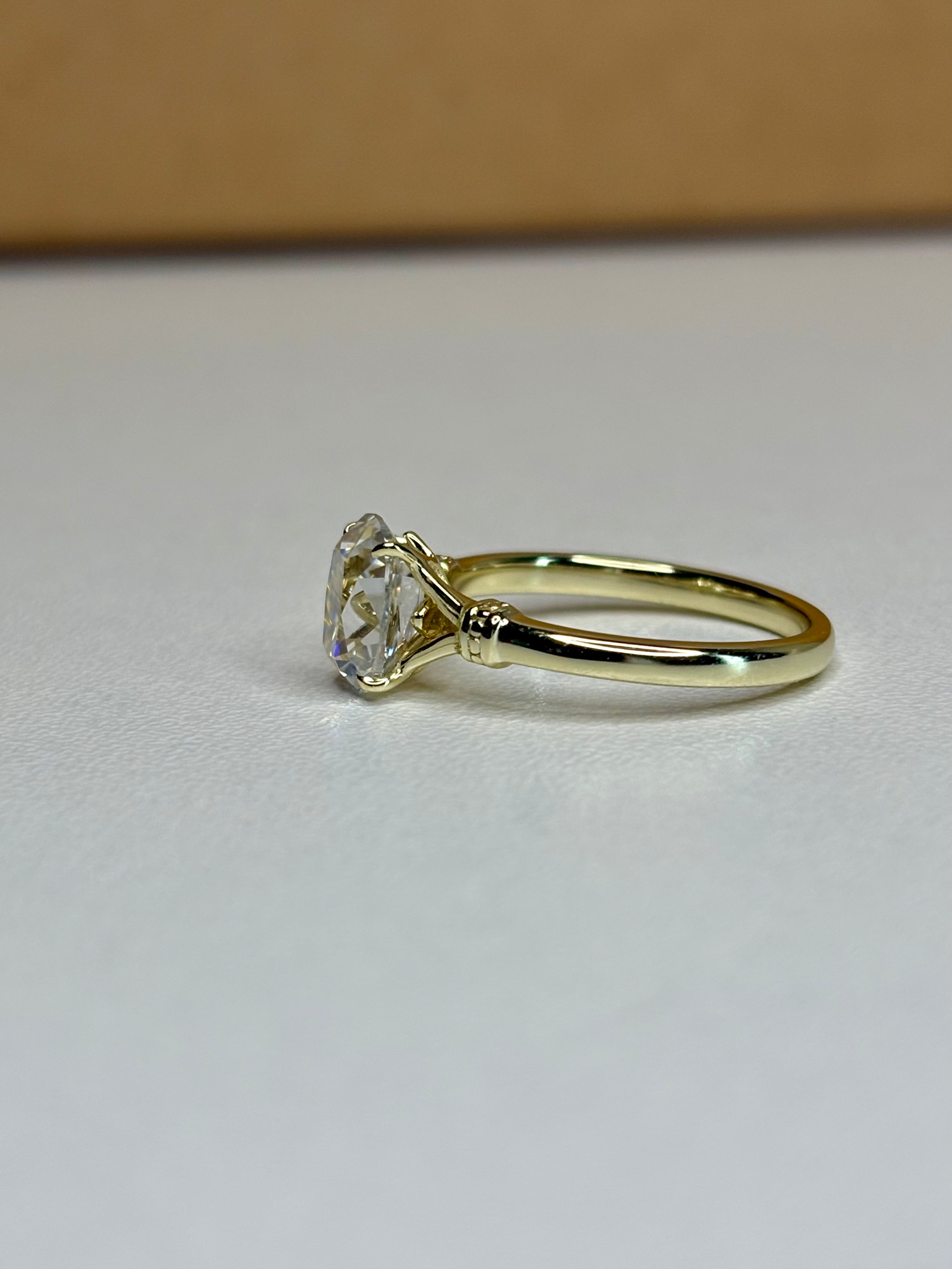 2 CT Old Mine Cut Moissanite Travel Ring – 6x8mm Gold Plated Sterling Silver | Size 6