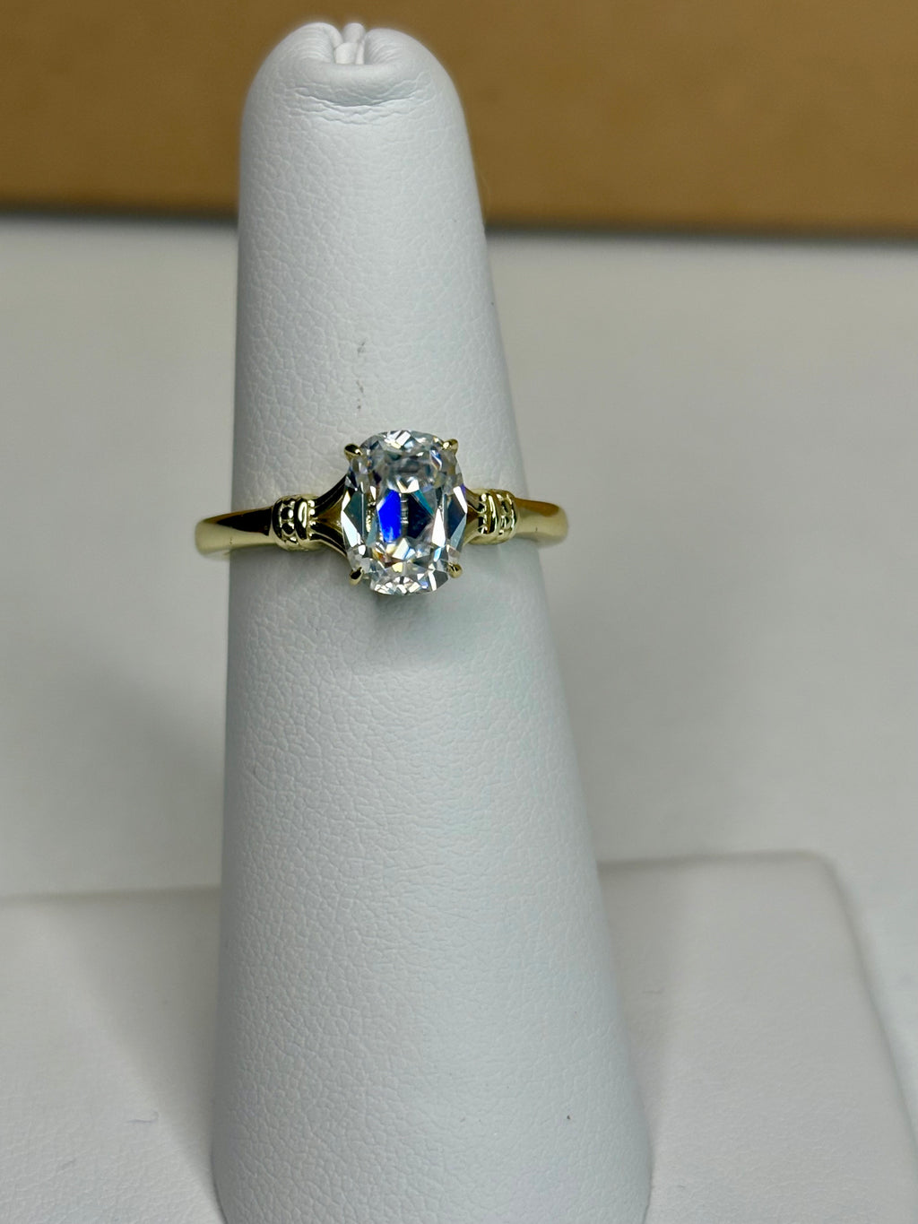 2 CT Old Mine Cut Moissanite Travel Ring – 6x8mm Gold Plated Sterling Silver | Size 6