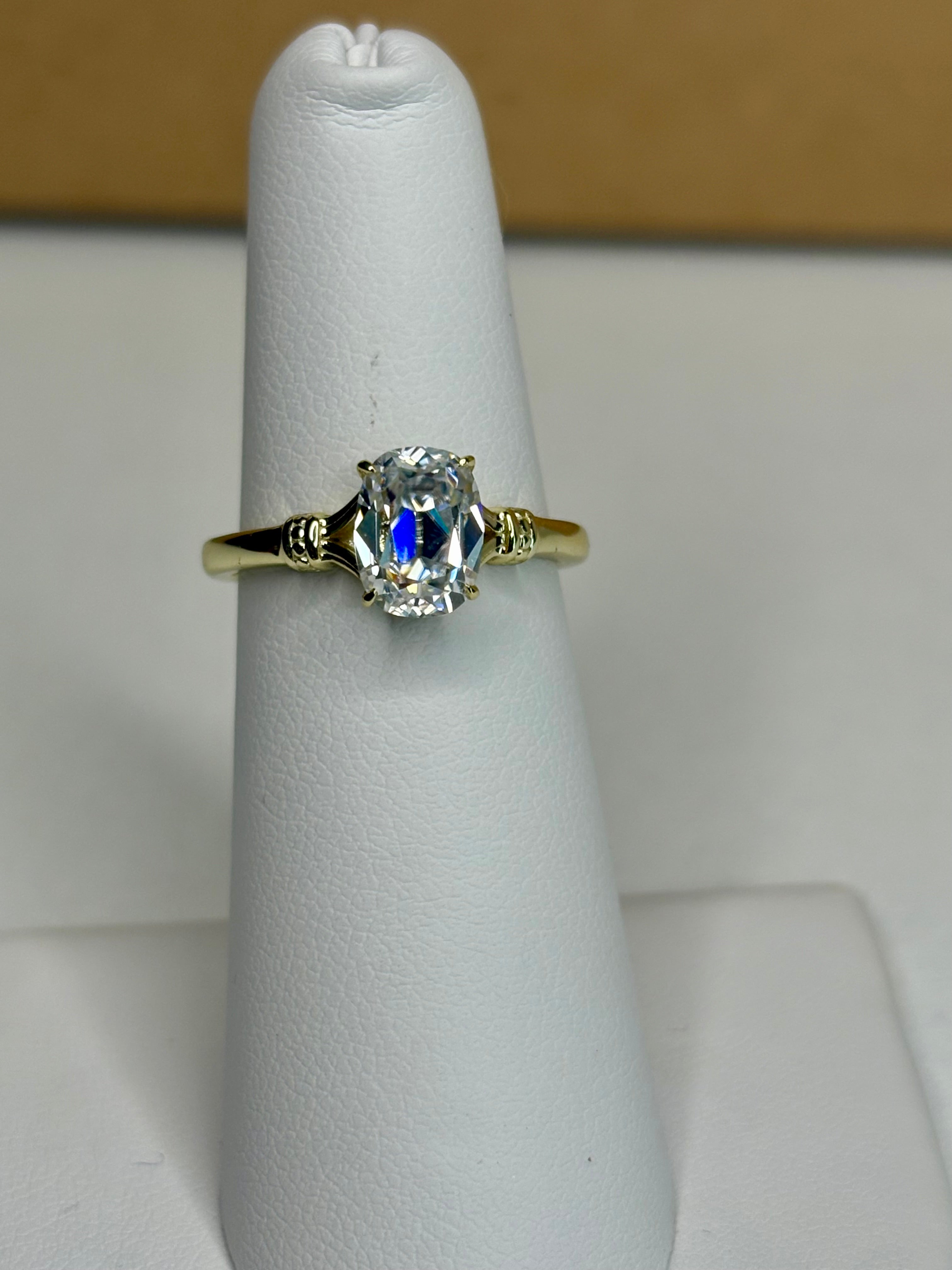 2 CT Old Mine Cut Moissanite Travel Ring – 6x8mm Gold Plated Sterling Silver | Size 6