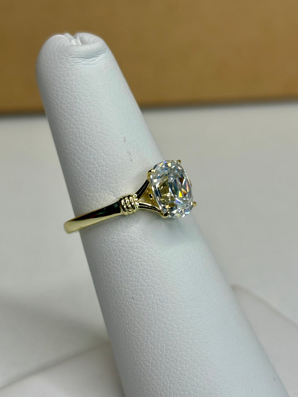 2 CT Old Mine Cut Moissanite Travel Ring – 6x8mm Gold Plated Sterling Silver | Size 6