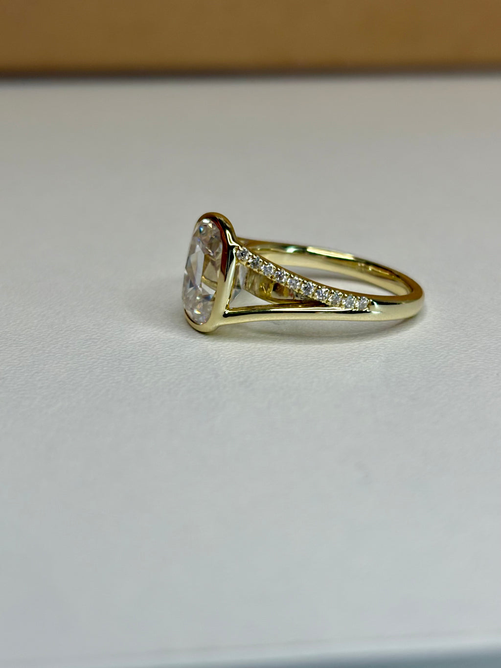 Old Mine Cut Moissanite Travel Ring – 3.25 CT 7x10mm | Gold Plated Sterling Silver | Size 6