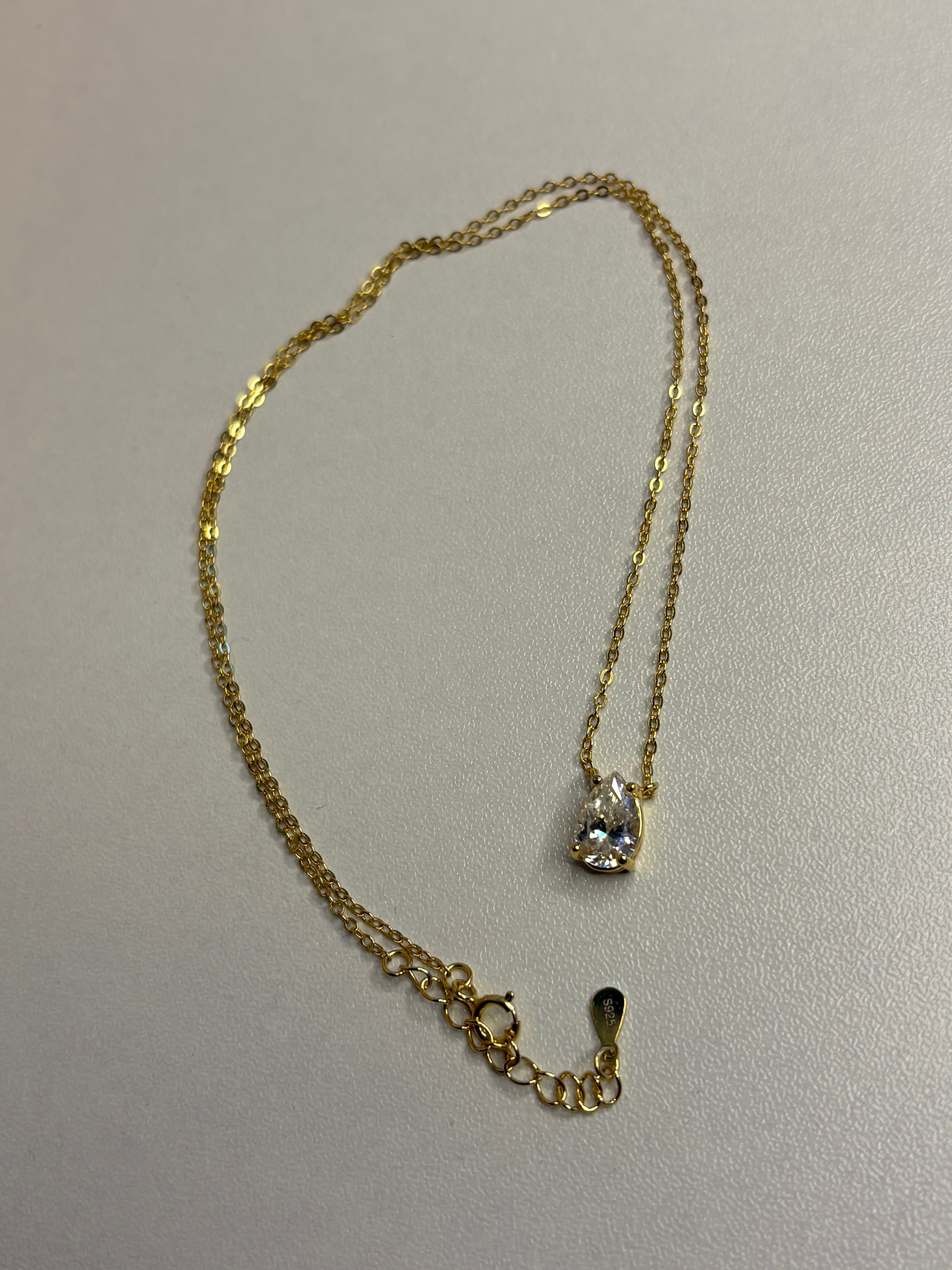1.5 Ct Pear Cut Moissanite Pendant Necklace – D/E/F Colorless Sterling Silver Gold Plated | Adjustable 16–18 Inch Chain, GRA Certified