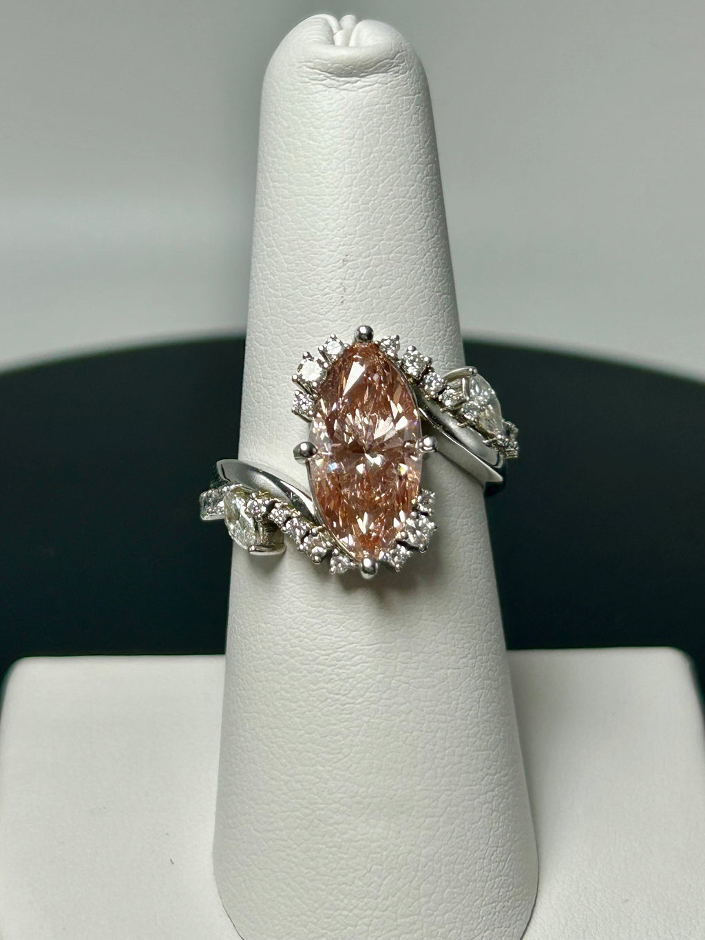 3.09ct Fancy Intense Pink Marquise Lab Diamond Ring