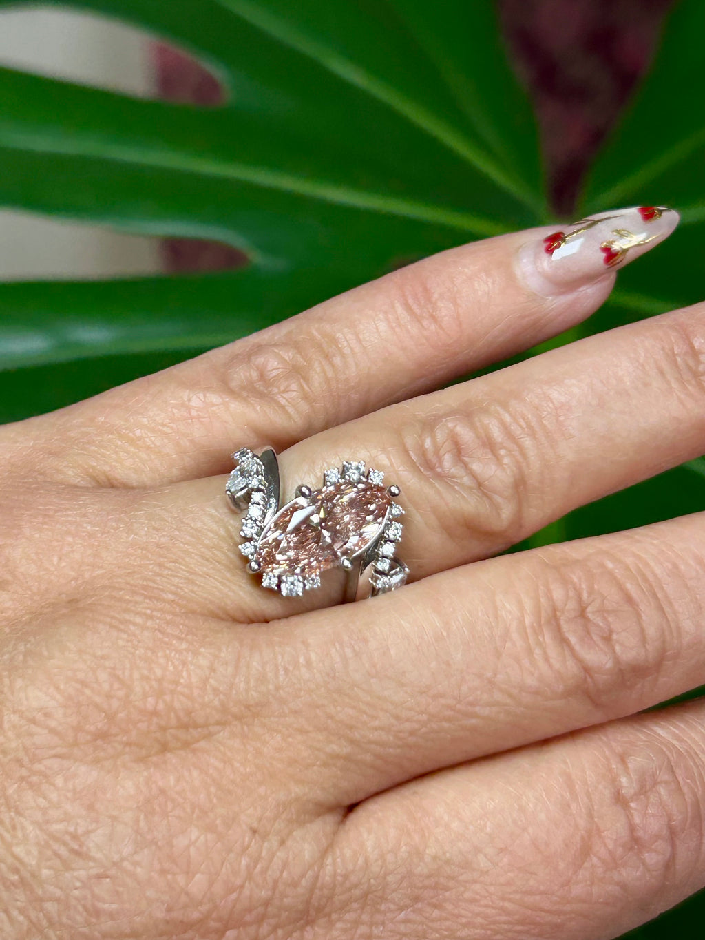 3.09ct Fancy Intense Pink Marquise Lab Diamond Ring