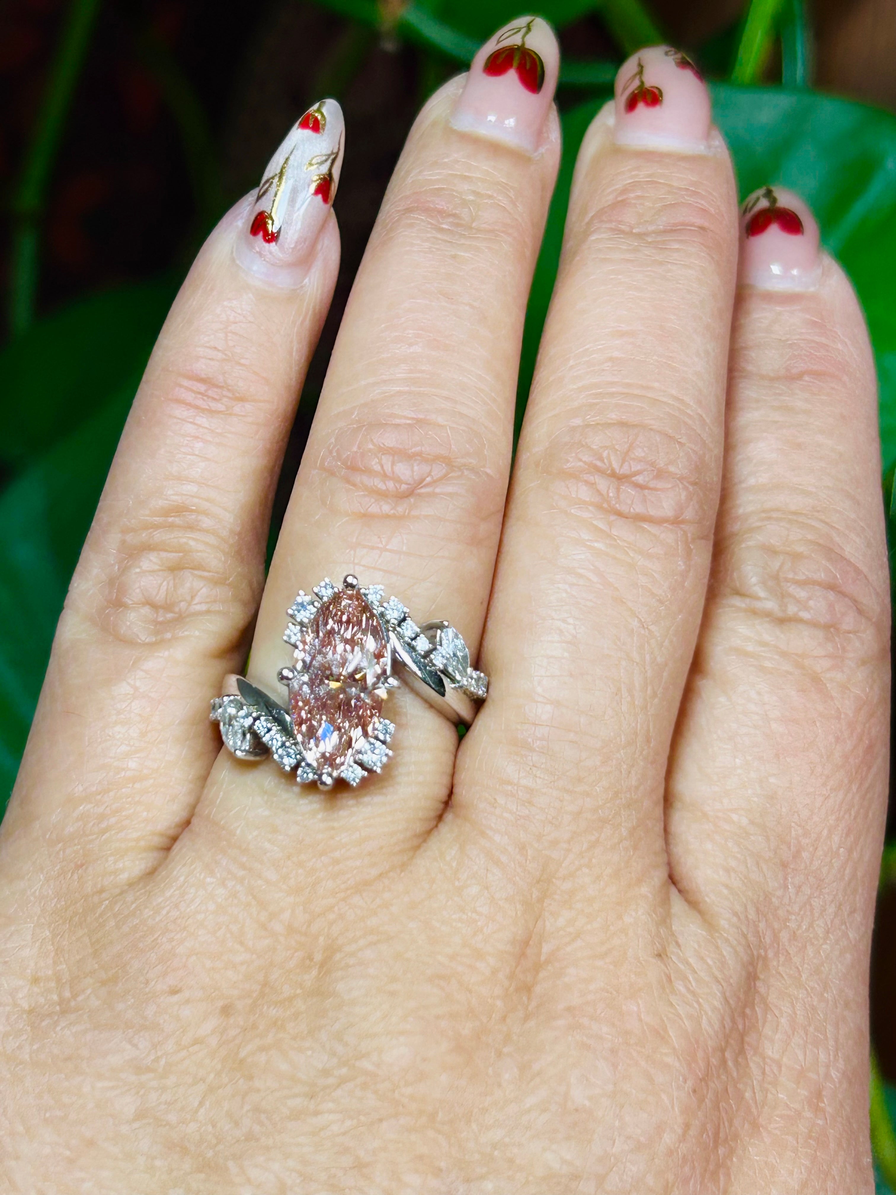 3.09ct Fancy Intense Pink Marquise Lab Diamond Ring