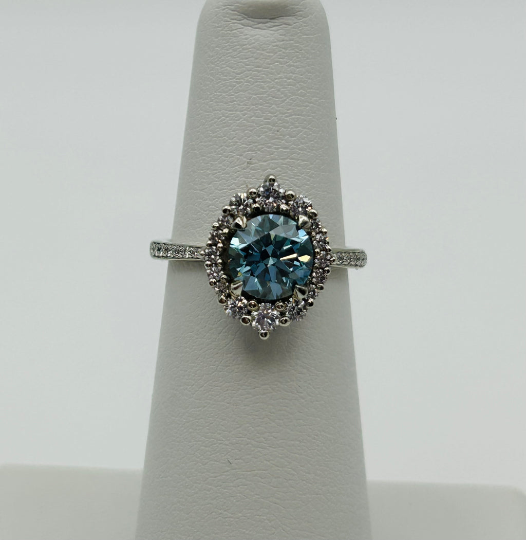 1.26 Carat Fancy Vivid Blue Lab-Grown Diamond Ring – 14K White Gold (IGI Certified)