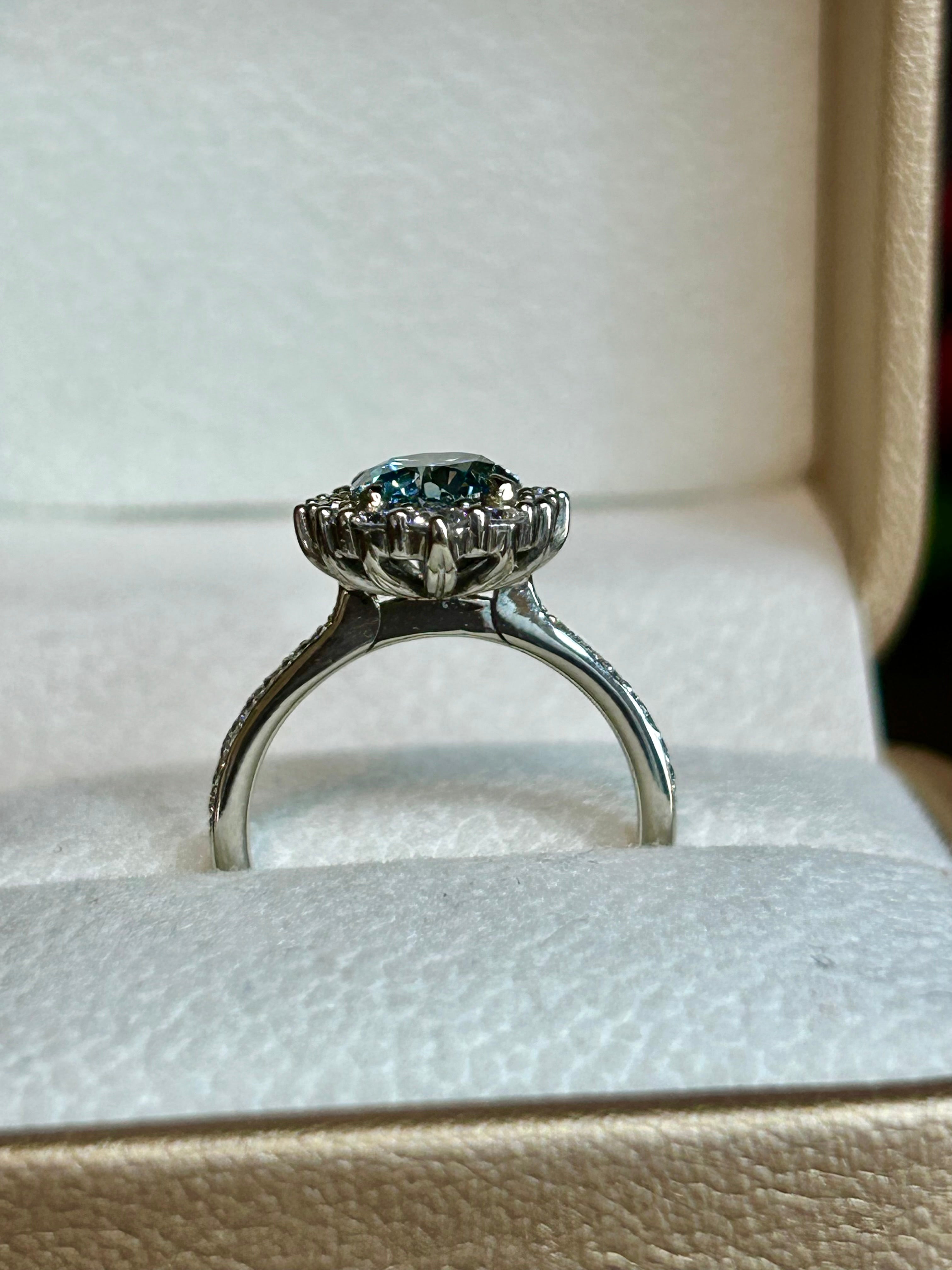 1.26 Carat Fancy Vivid Blue Lab-Grown Diamond Ring – 14K White Gold (IGI Certified)