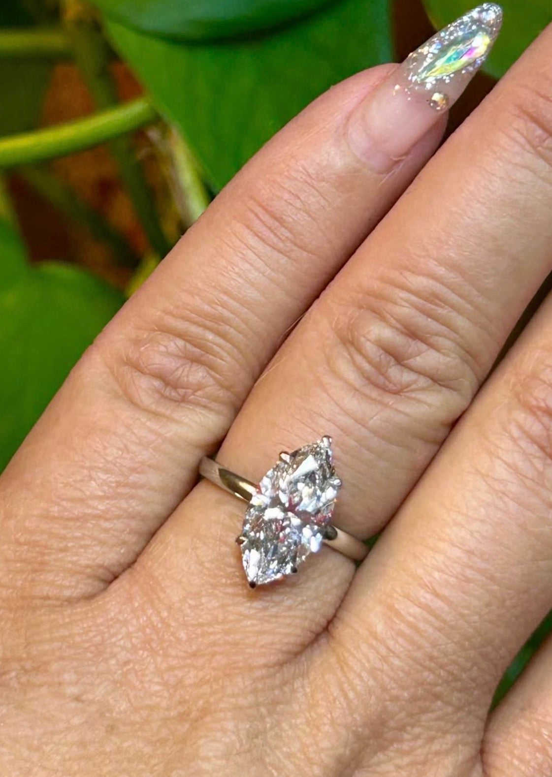 Platinum 3.05 CT E VS1 Marquise Lab Diamond Ring