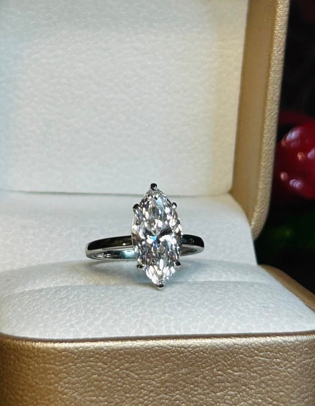 Platinum 3.05 CT E VS1 Marquise Lab Diamond Ring
