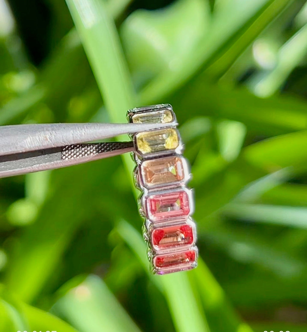 Multicolor Lab Sapphire Eternity Band – Sterling Silver Ring (Size 6.5)