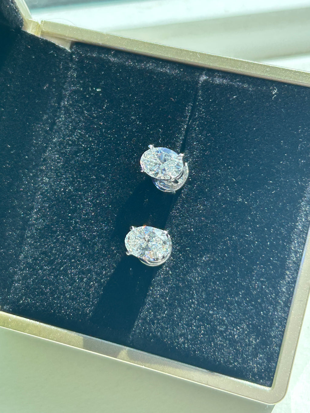 Oval Lab Diamond Stud Earrings – 2.01 CTTW D/VS1 | 14K White Gold | IGI Certified