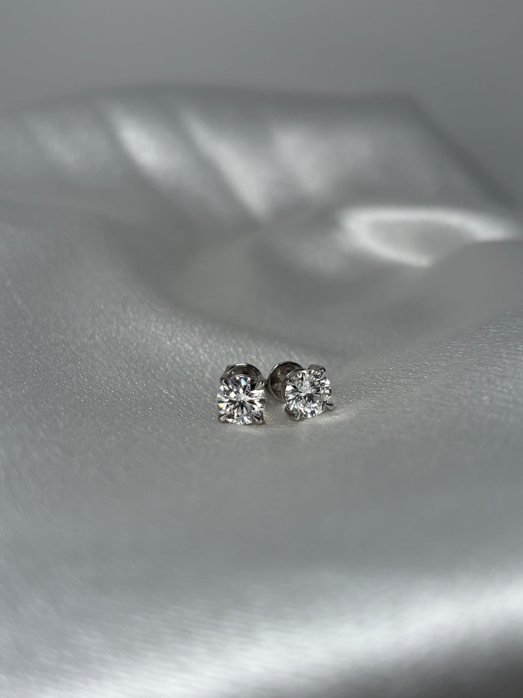 2.02 CTW Round Brilliant Lab-Grown Diamond Stud Earrings in 14k White Gold