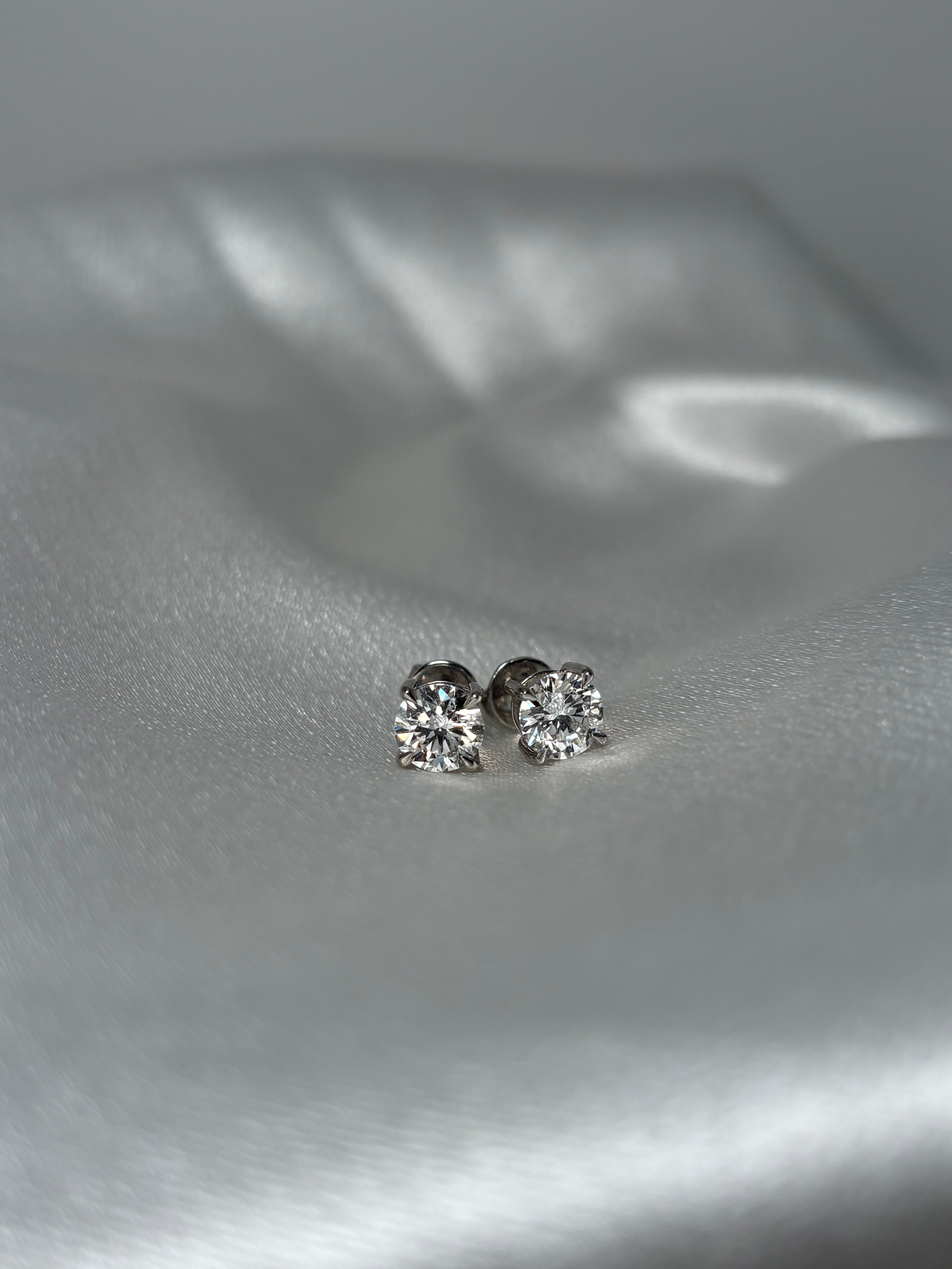 2.02 CTW Round Brilliant Lab-Grown Diamond Stud Earrings in 14k White Gold