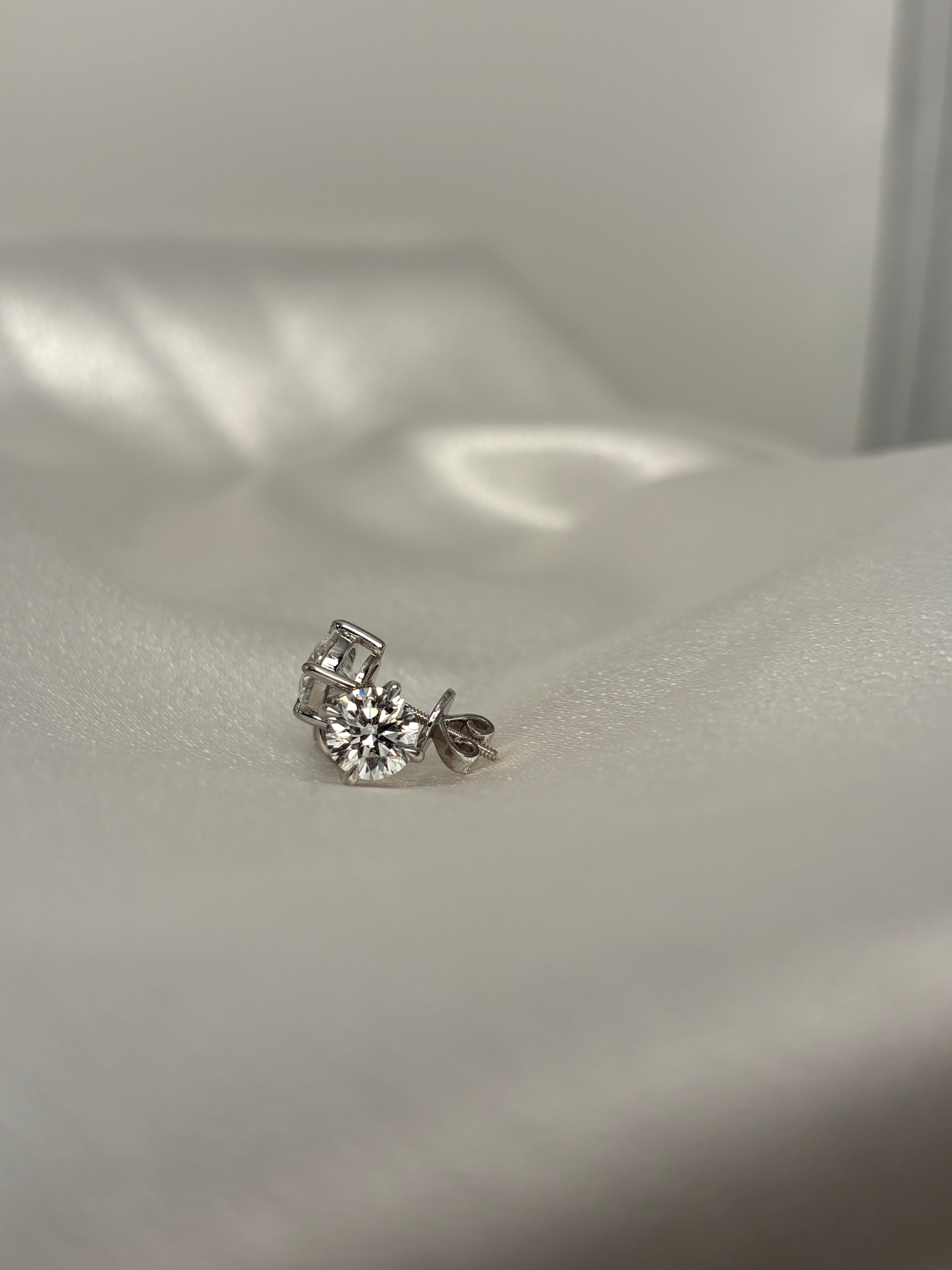 2.02 CTW Round Brilliant Lab-Grown Diamond Stud Earrings in 14k White Gold
