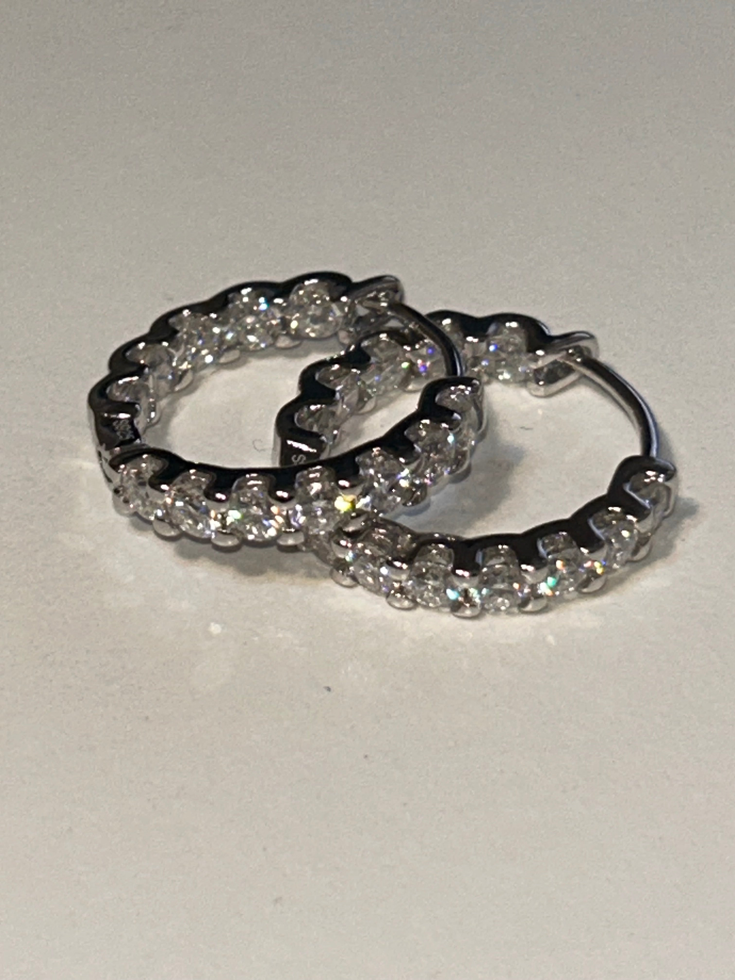 20 mm Moissanite Hoop Earrings in Sterling Silver – Approx. 4.0 CTW