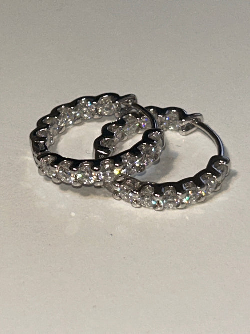 20 mm Moissanite Hoop Earrings in Sterling Silver – Approx. 4.0 CTW