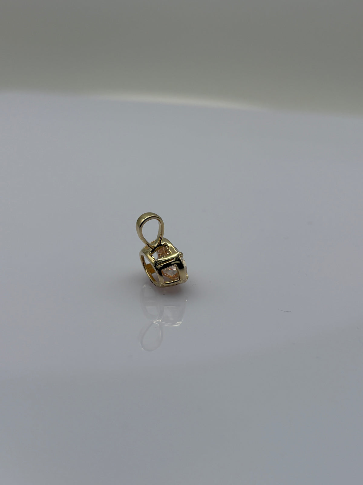 The Lynnie – 2.22 CT Fancy Intense Orangy Pink Oval Lab Diamond Pendant in 10K Yellow Gold