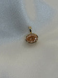 The Lynnie – 2.22 CT Fancy Intense Orangy Pink Oval Lab Diamond Pendant in 10K Yellow Gold