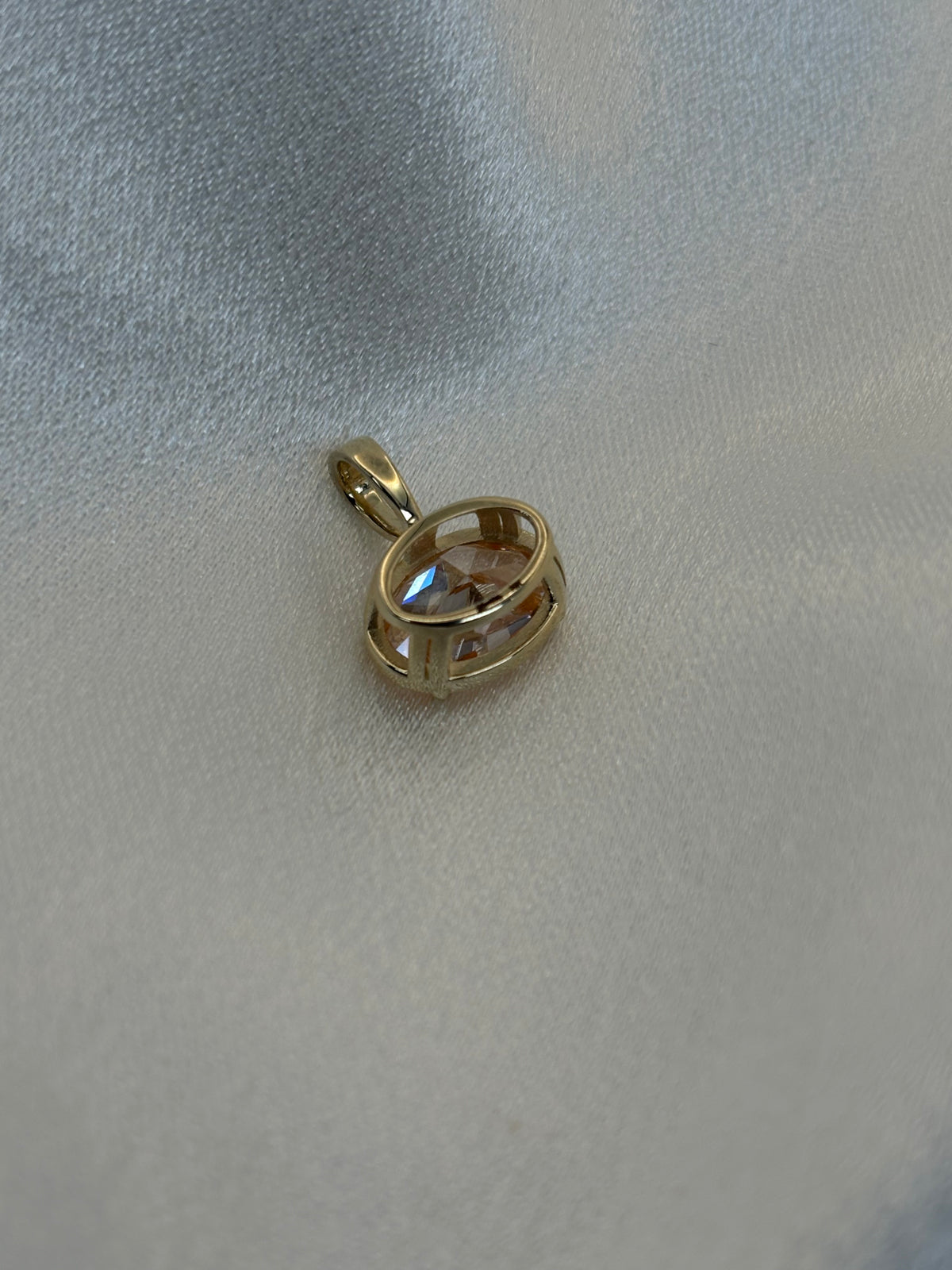 The Lynnie – 2.22 CT Fancy Intense Orangy Pink Oval Lab Diamond Pendant in 10K Yellow Gold