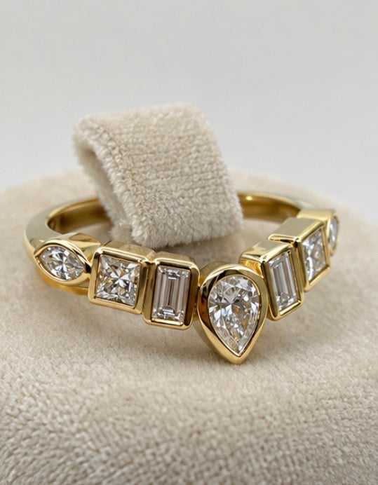 0.70 CTW Mixed-Cut Lab-Grown Diamond Wedding Band | 10K Yellow Gold