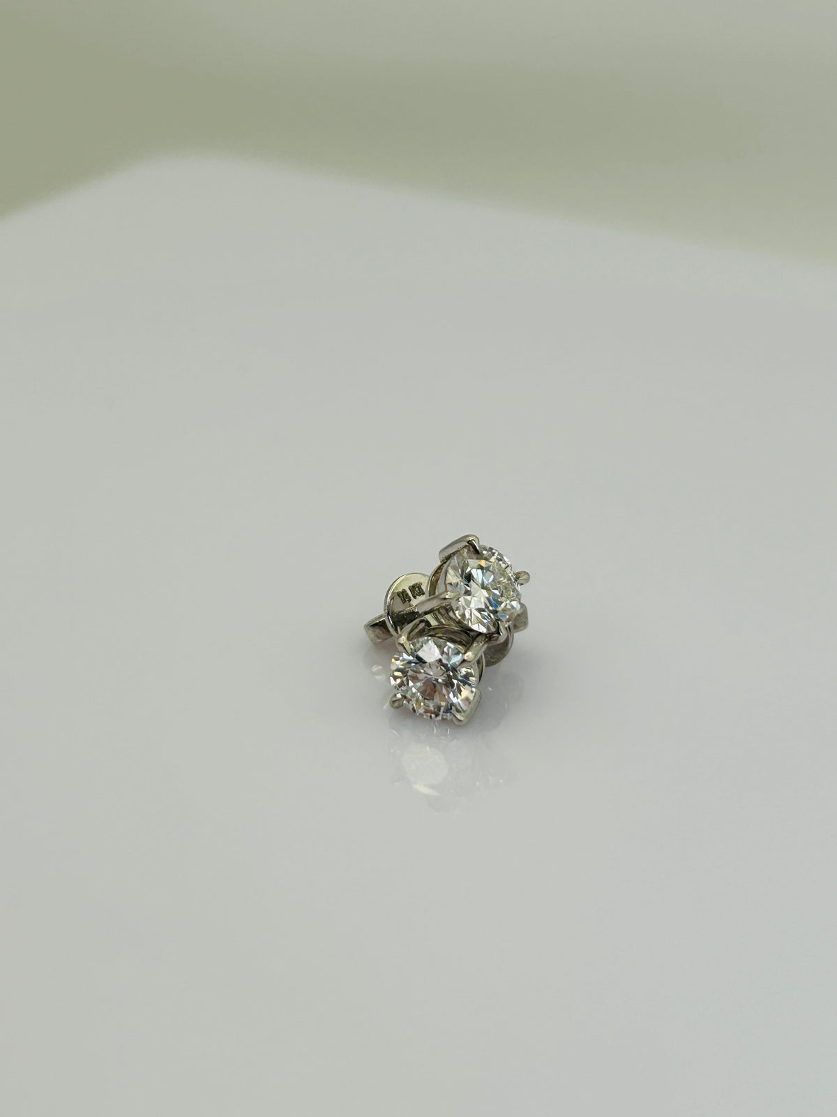 2.02 CTW Round Brilliant Lab-Grown Diamond Stud Earrings in 14k White Gold