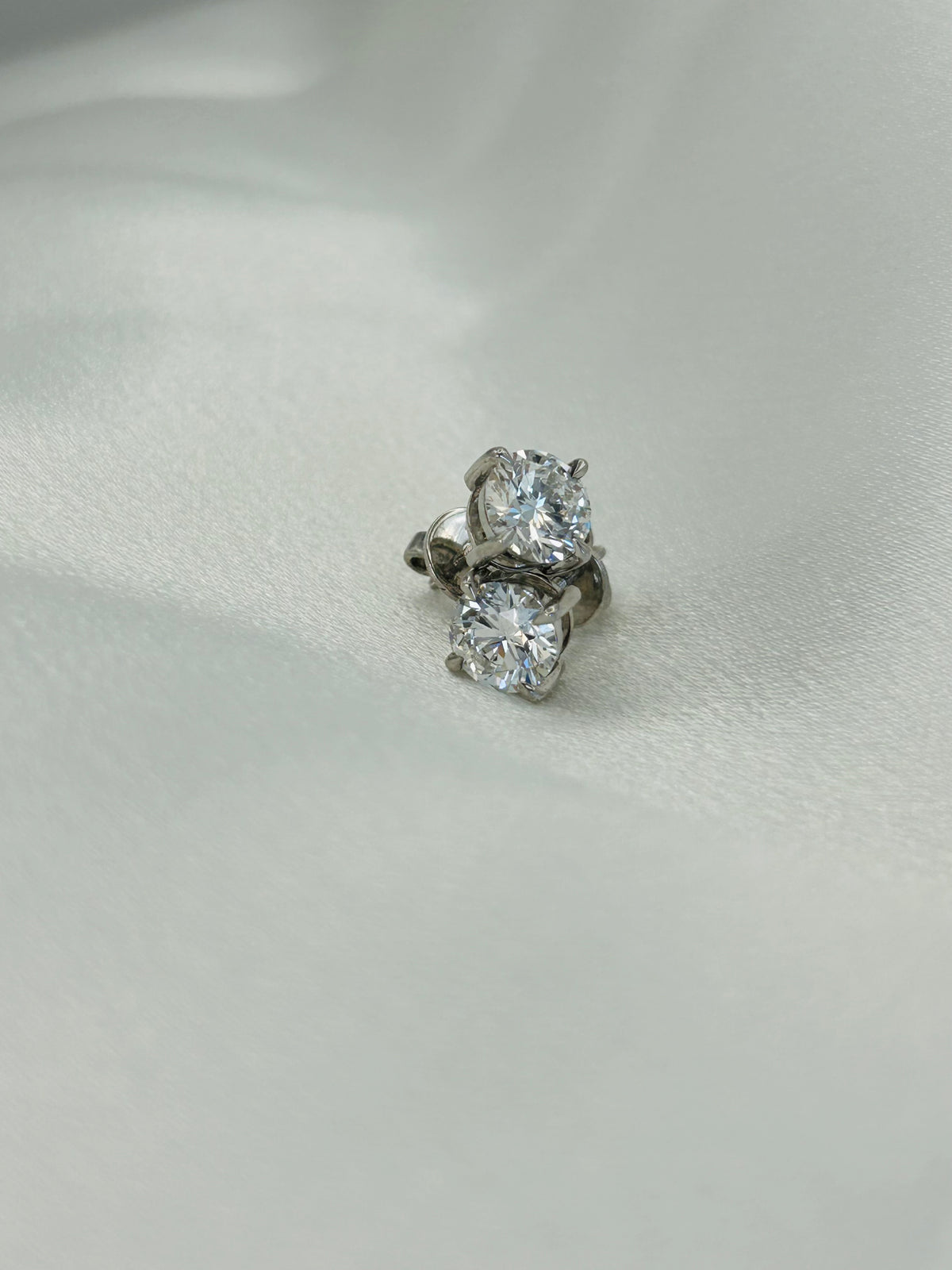 2.02 CTW Round Brilliant Lab-Grown Diamond Stud Earrings in 14k White Gold