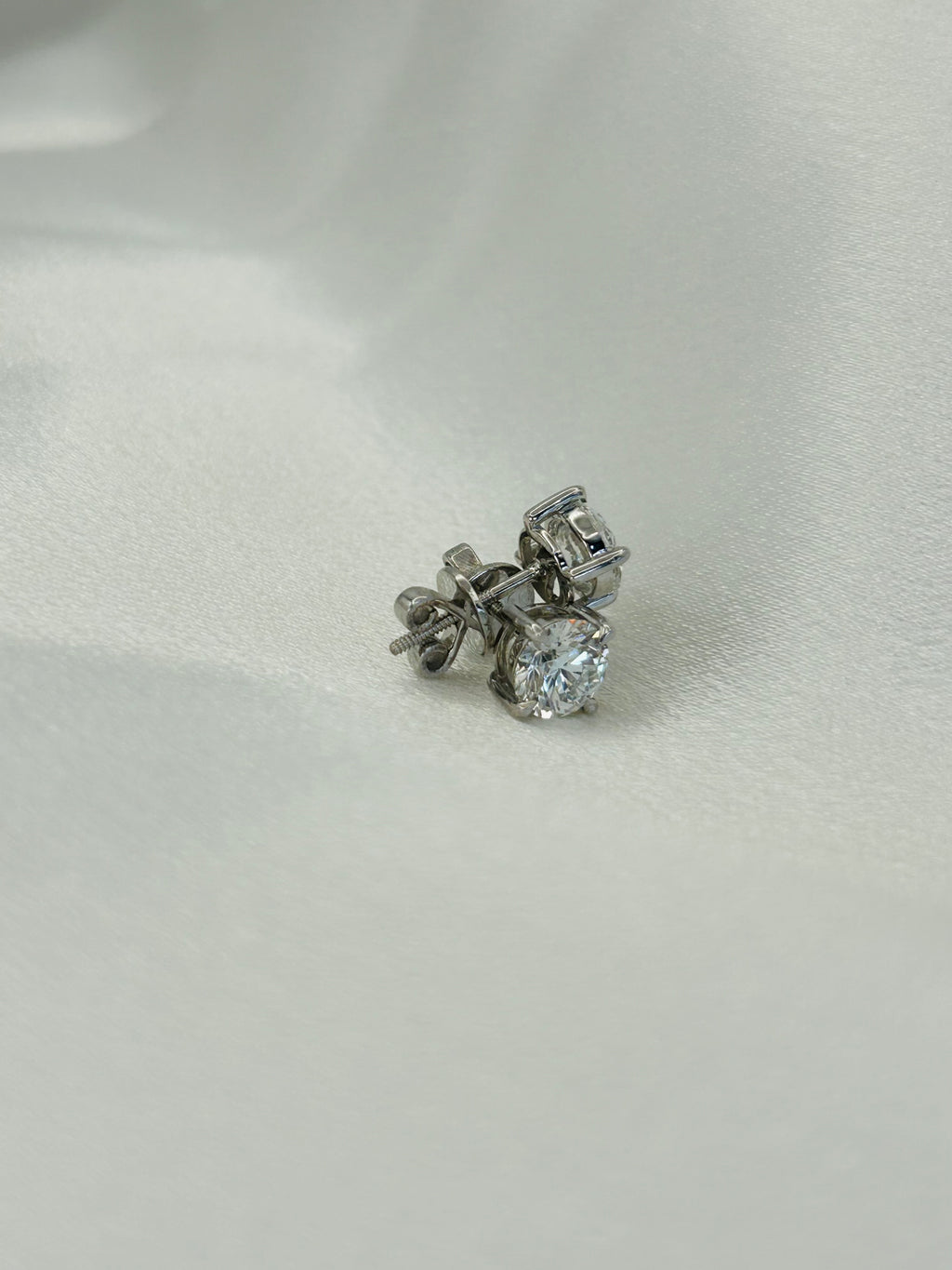2.02 CTW Round Brilliant Lab-Grown Diamond Stud Earrings in 14k White Gold