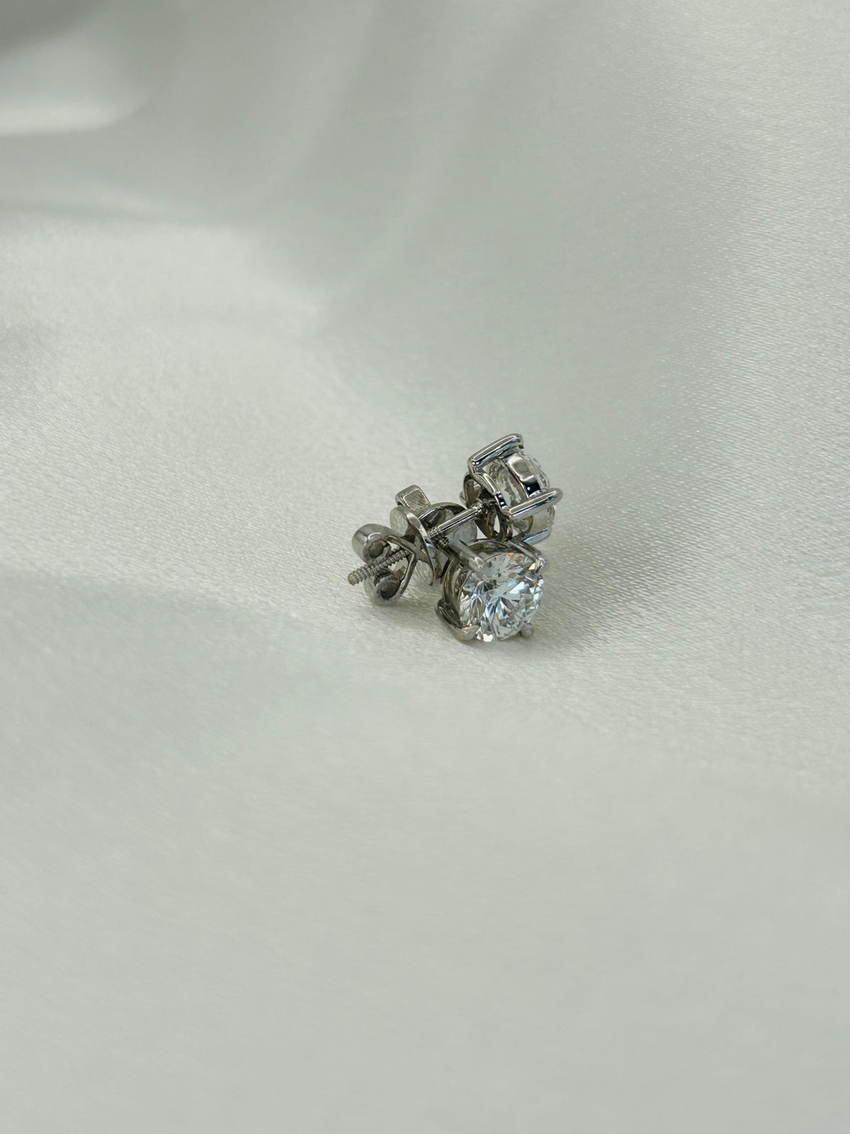 2.02 CTW Round Brilliant Lab-Grown Diamond Stud Earrings in 14k White Gold