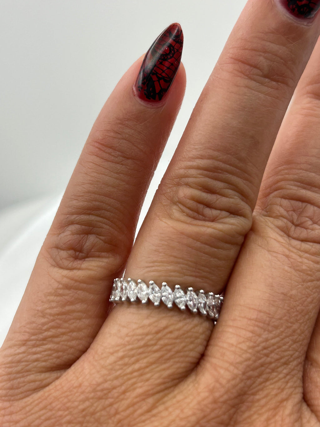 1.40 CTW Marquise Lab-Grown Diamond Eternity Band | 14K White Gold
