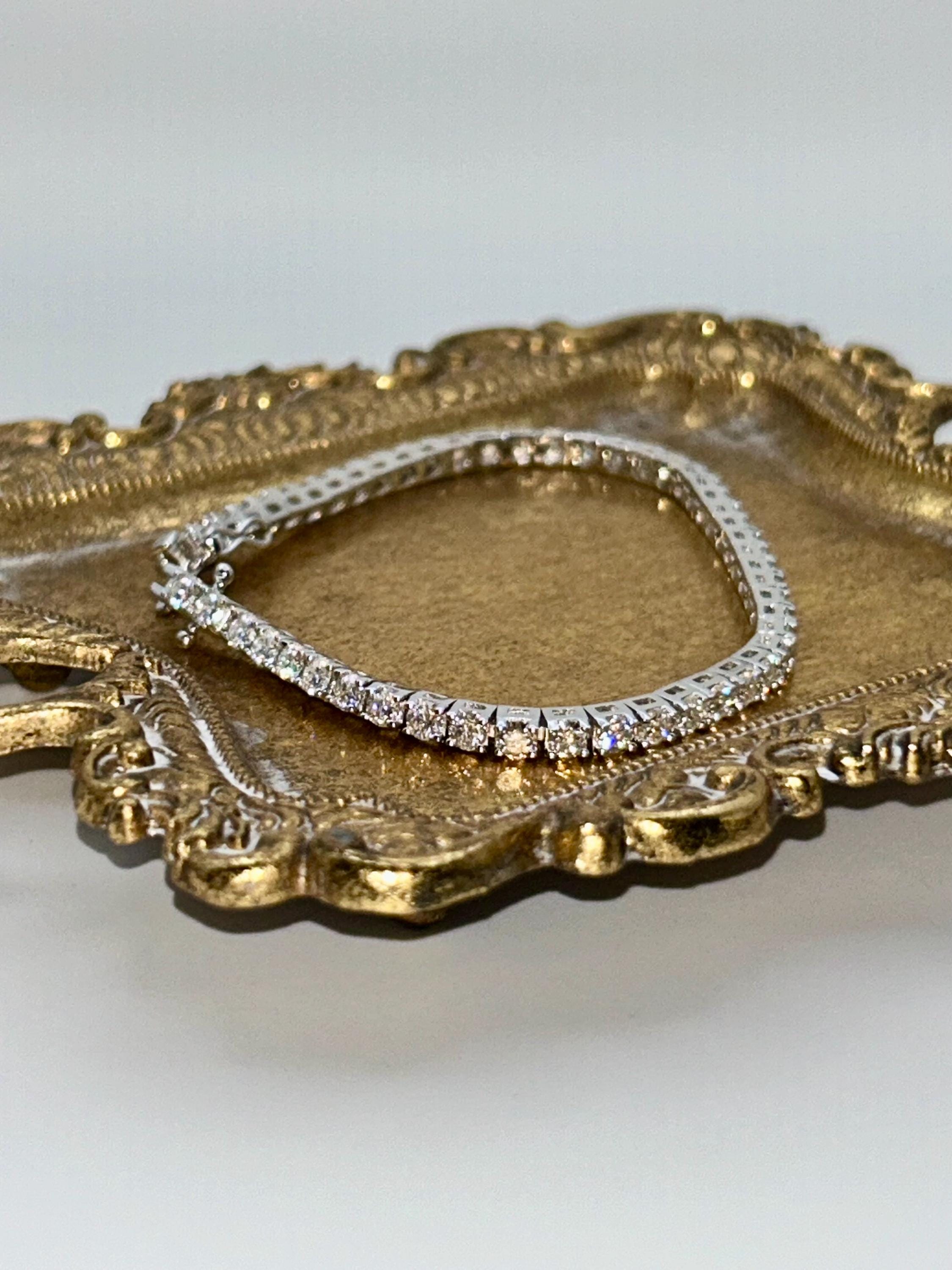 Moissanite Tennis Bracelet | 3mm Brilliant Cut | Sterling Silver | 6.5 Inch