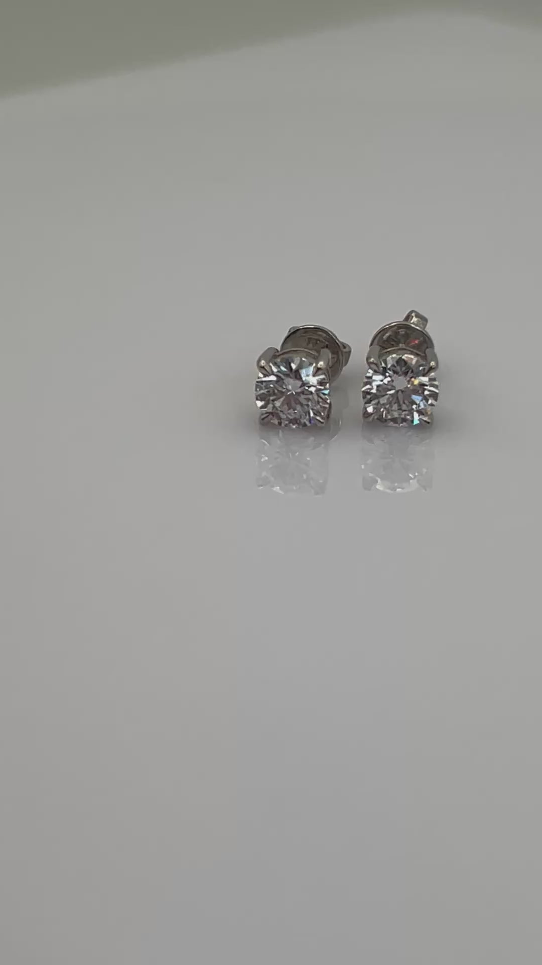 2.02 CTW Round Brilliant Lab-Grown Diamond Stud Earrings in 14k White Gold