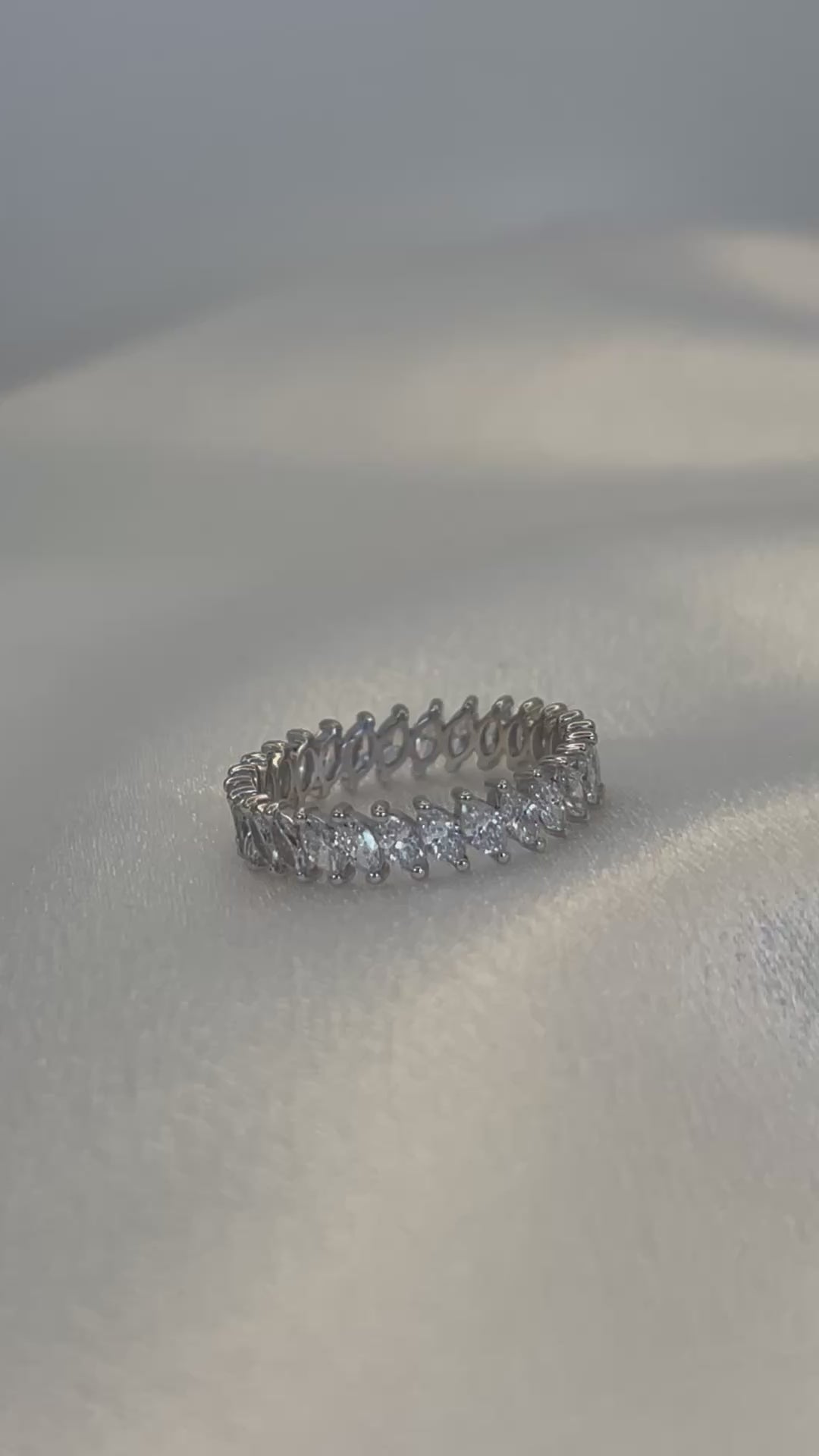 1.40 CTW Marquise Lab-Grown Diamond Eternity Band | 14K White Gold