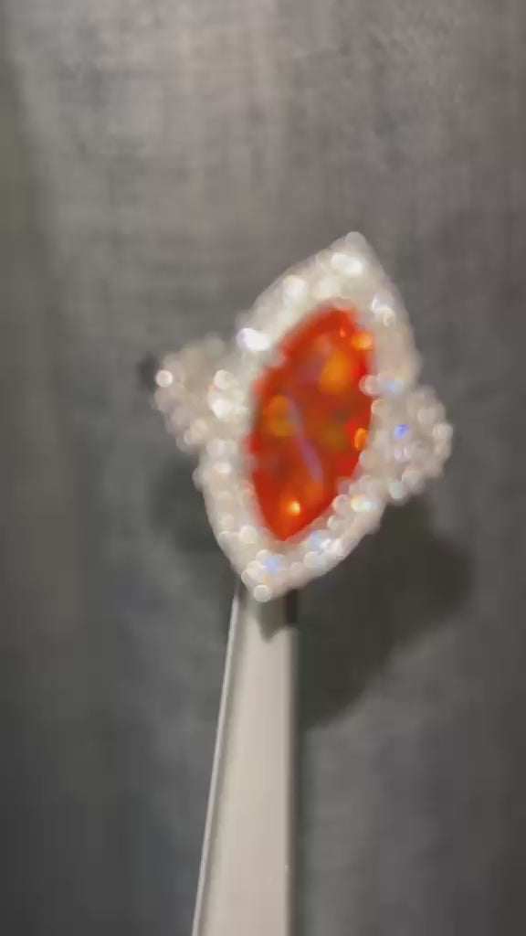 3ct GRA certified orange moissanite vintage style ring