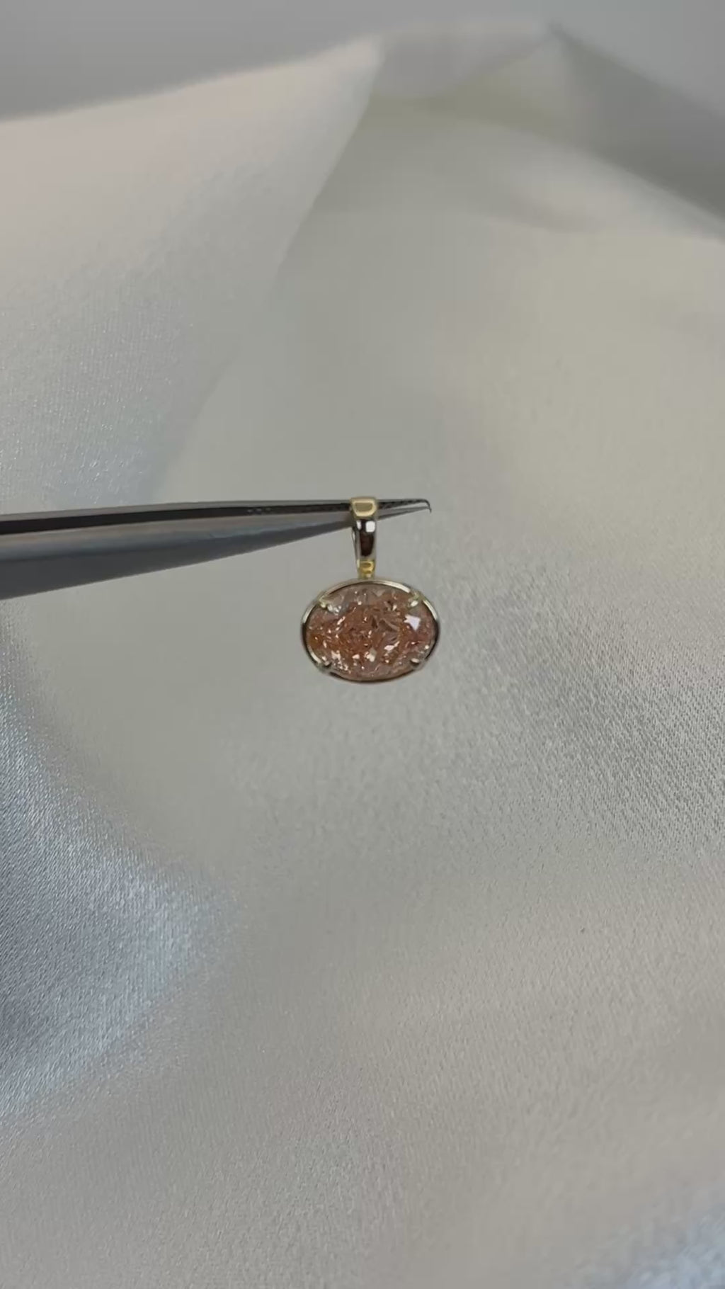 The Lynnie – 2.22 CT Fancy Intense Orangy Pink Oval Lab Diamond Pendant in 10K Yellow Gold
