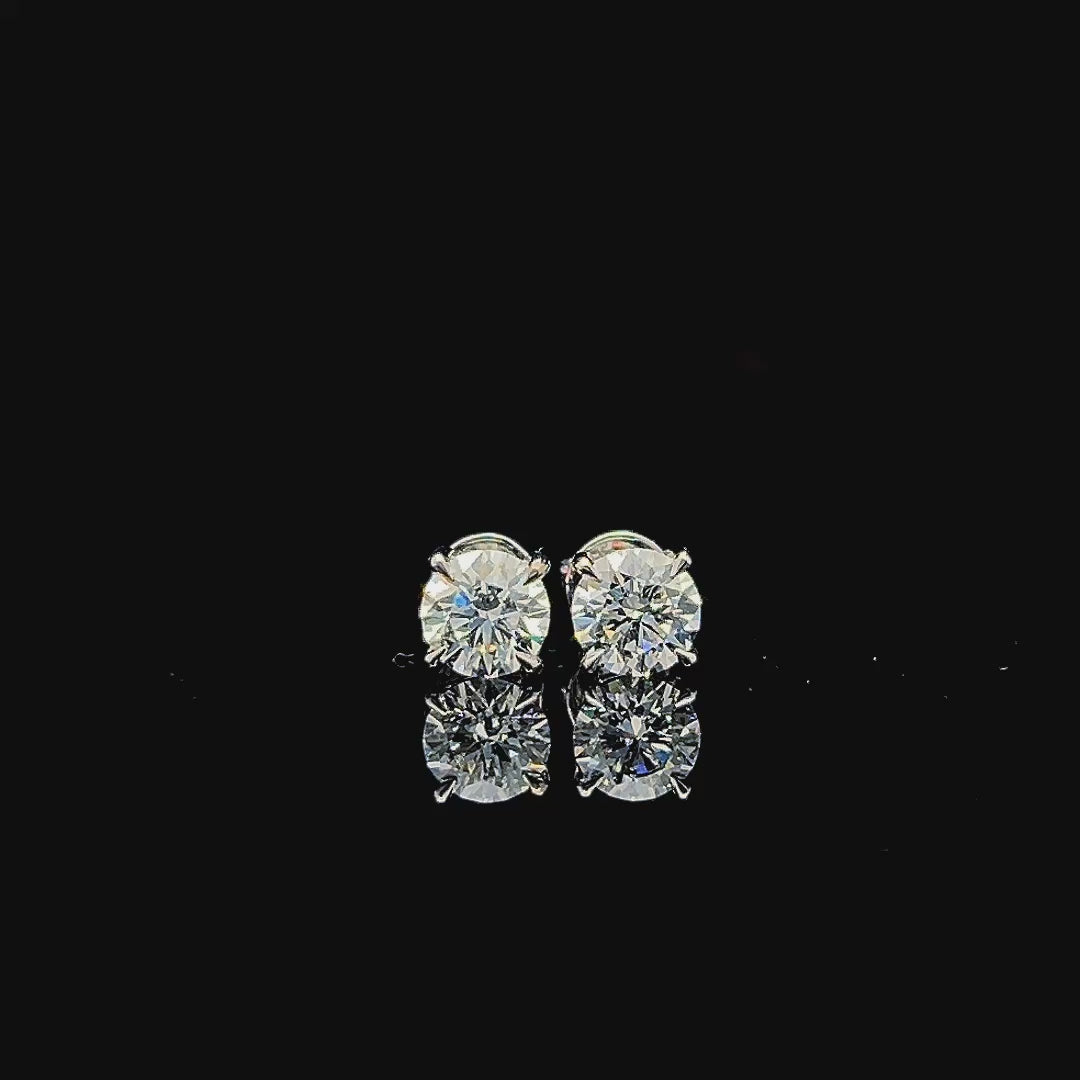 2.02 CTW Round Brilliant Lab-Grown Diamond Stud Earrings in 14k White Gold