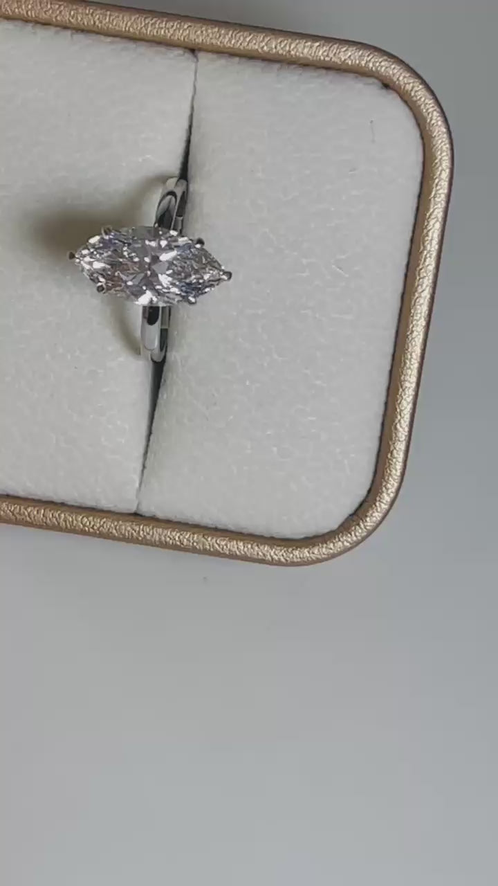 Platinum 3.05 CT E VS1 Marquise Lab Diamond Ring