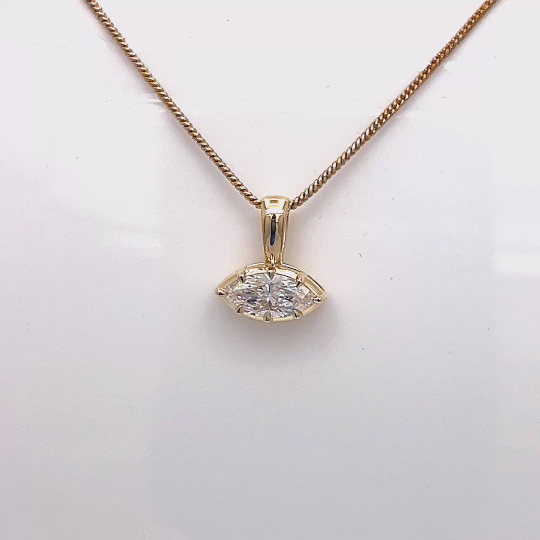 1.01 CT East-West Marquise Lab Diamond Pendant in 10k Yellow Gold